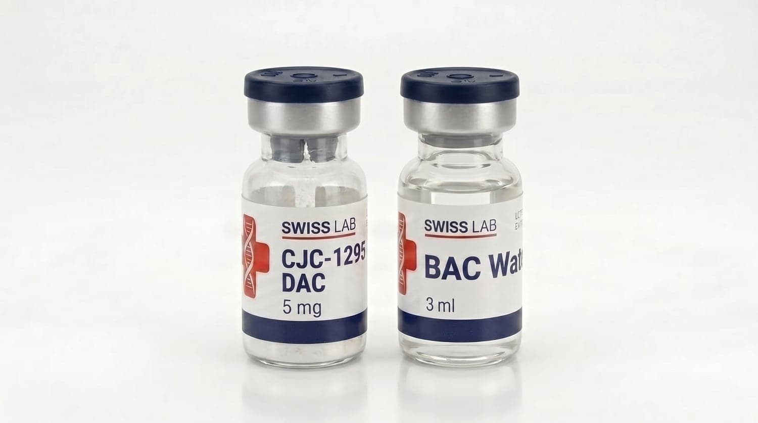 CJC-1295 (DAC) — fiolka z peptydem i woda bakteriostatyczna (BAC)